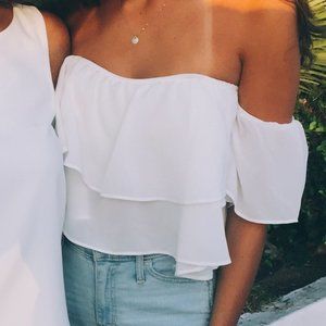 Off-The-Shoulder White Cropped Blouse